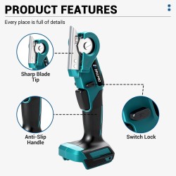 Drillpro sähkösakset 80-wattinen harjamoottori 6 mm leikkaus 2,5 Ah akku