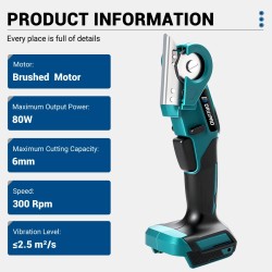 Drillpro sähkösakset 80-wattinen harjamoottori 6 mm leikkaus 2,5 Ah akku