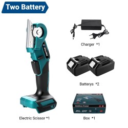 Drillpro sähkösakset 80-wattinen harjamoottori 6 mm leikkaus 2,5 Ah akku