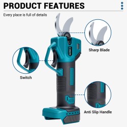 Drillpro akkukäyttöiset oksasakset harjaton moottori 30 mm leikkaushalkaisija 2 m alumiinijatkovarsi Makita 18V yhteensopiva