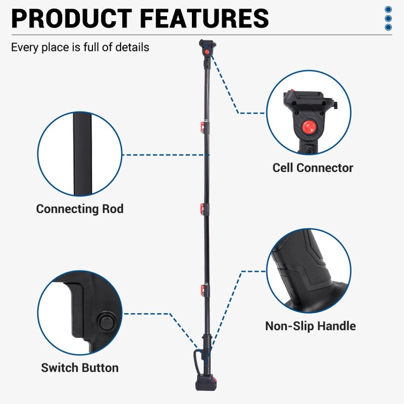Drillpro akkukäyttöiset oksasakset harjaton moottori 30 mm leikkaushalkaisija 2 m alumiinijatkovarsi Makita 18V yhteensopiva