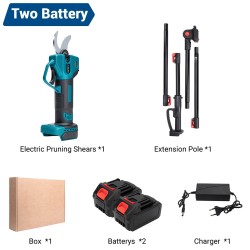 Drillpro akkukäyttöiset oksasakset harjaton moottori 30 mm leikkaushalkaisija 2 m alumiinijatkovarsi Makita 18V yhteensopiva
