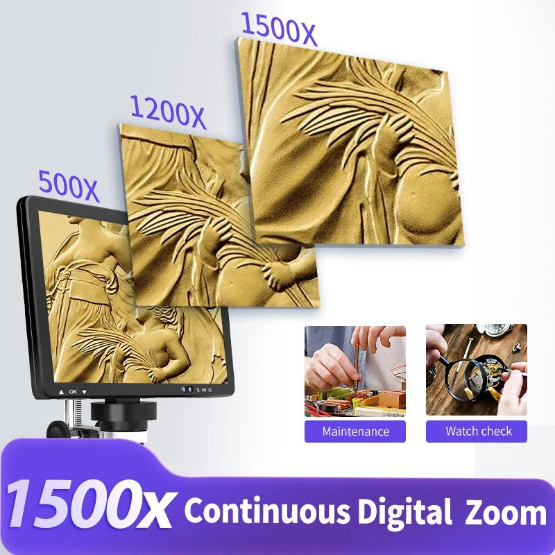 Mustool DM13 10,1 tuumaa digitaalinen mikroskooppi 1500x 1080p 20M 8 LED C-tyyppi reaaliaikainen katselu