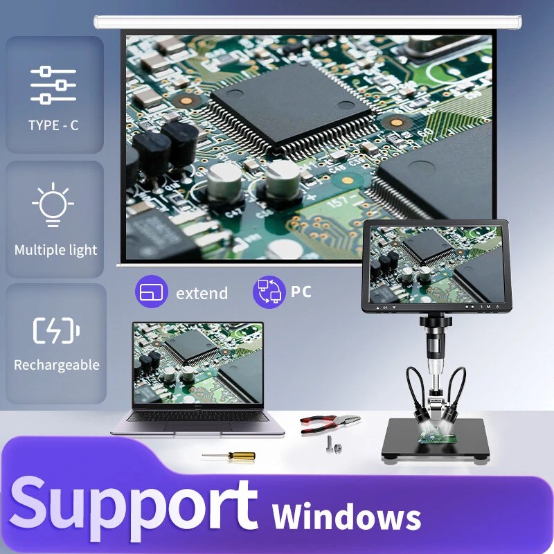 Mustool DM13 10,1 tuumaa digitaalinen mikroskooppi 1500x 1080p 20M 8 LED C-tyyppi reaaliaikainen katselu