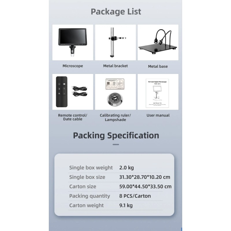 Mustool DM13 10,1 tuumaa digitaalinen mikroskooppi 1500x 1080p 20M 8 LED C-tyyppi reaaliaikainen katselu