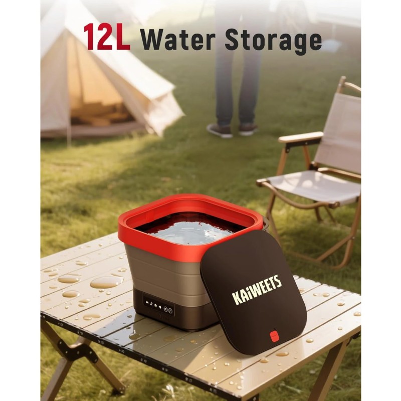 KAIWEETS kannettava akkukäyttöinen painepesuri 12 litran säiliö 4,8 metrin letku viisi suutinta