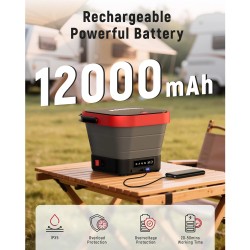 KAIWEETS kannettava akkukäyttöinen painepesuri 12 litran säiliö 4,8 metrin letku viisi suutinta