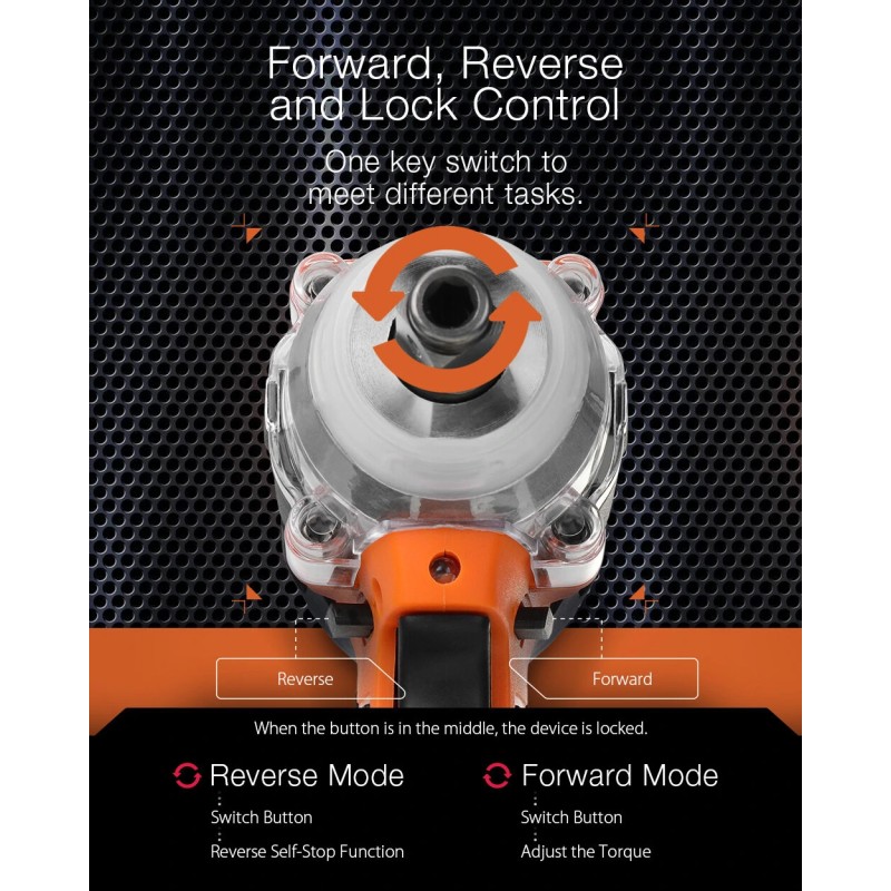 Topshak TS-PW1A 380 Nm harjaton iskuväännin kahdella akulla LED-työvalo