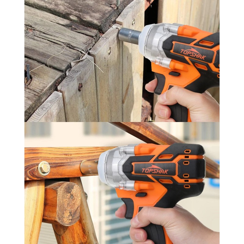 Topshak TS-PW1A 380 Nm harjaton iskuväännin kahdella akulla LED-työvalo