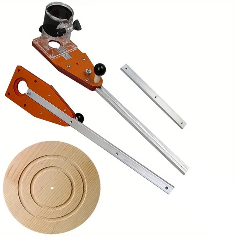 Puuntyöstön ympyräleikkausohjain jigi käsijyrsimille ja reunojen viimeistelyyn