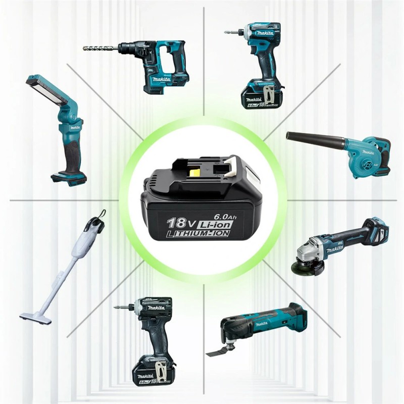 Drillpro 18 V litiumioniakku monikäyttöinen kapasiteettivaihtoehdoilla 3,0/4,0/5,0/6,0 Ah yhteensopiva MAK-malleihin