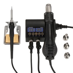 Drillpro kaksitoiminen juotosasema 750W 220V kuumailmalla ja juotin kaksoisnäytöllä kompakti automaattijäähdytys