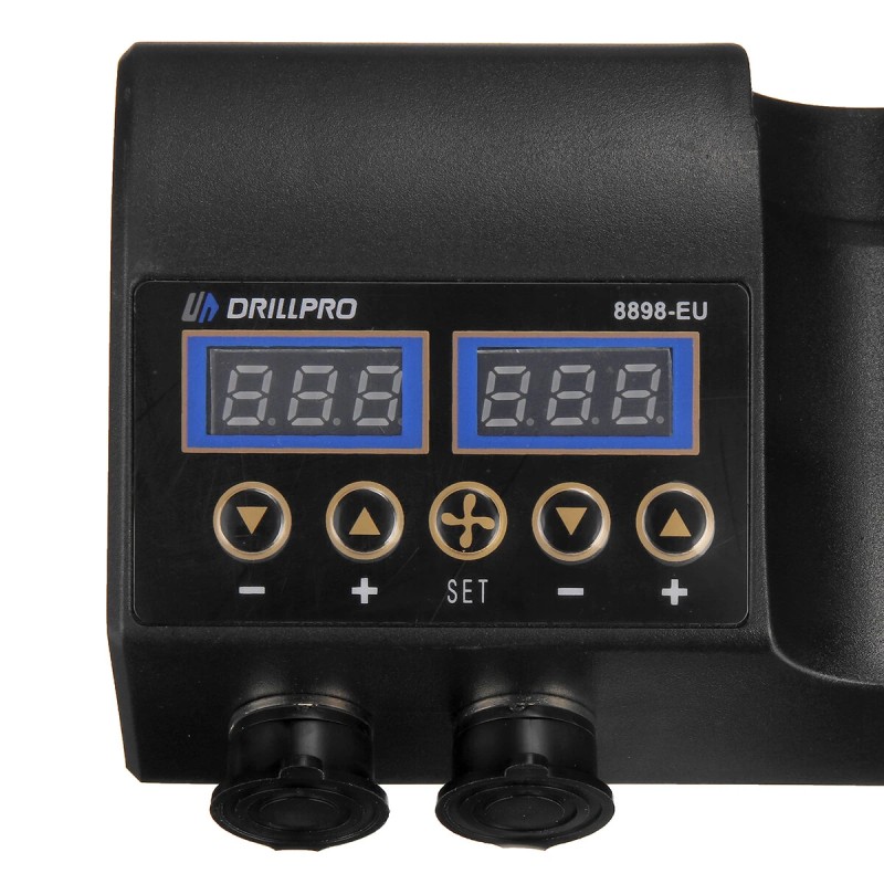 Drillpro kaksitoiminen juotosasema 750W 220V kuumailmalla ja juotin kaksoisnäytöllä kompakti automaattijäähdytys