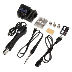 Drillpro kaksitoiminen juotosasema 750W 220V kuumailmalla ja juotin kaksoisnäytöllä kompakti automaattijäähdytys