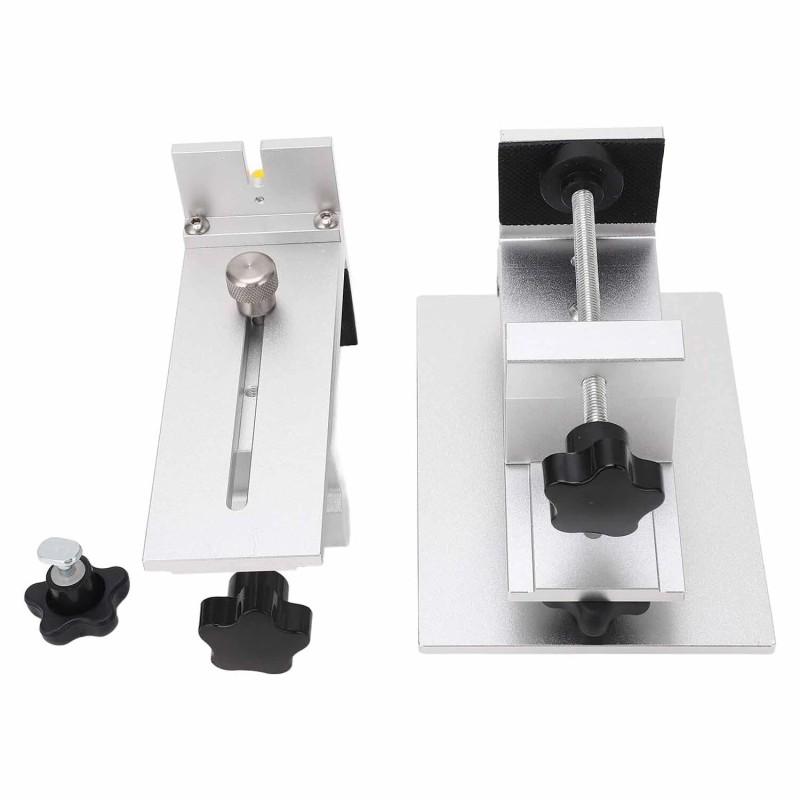 Säädettävät kiskopuristimet liukuvalla tappirakenteella sopivat eri pöytäkorkeuksiin ja kiskoihin