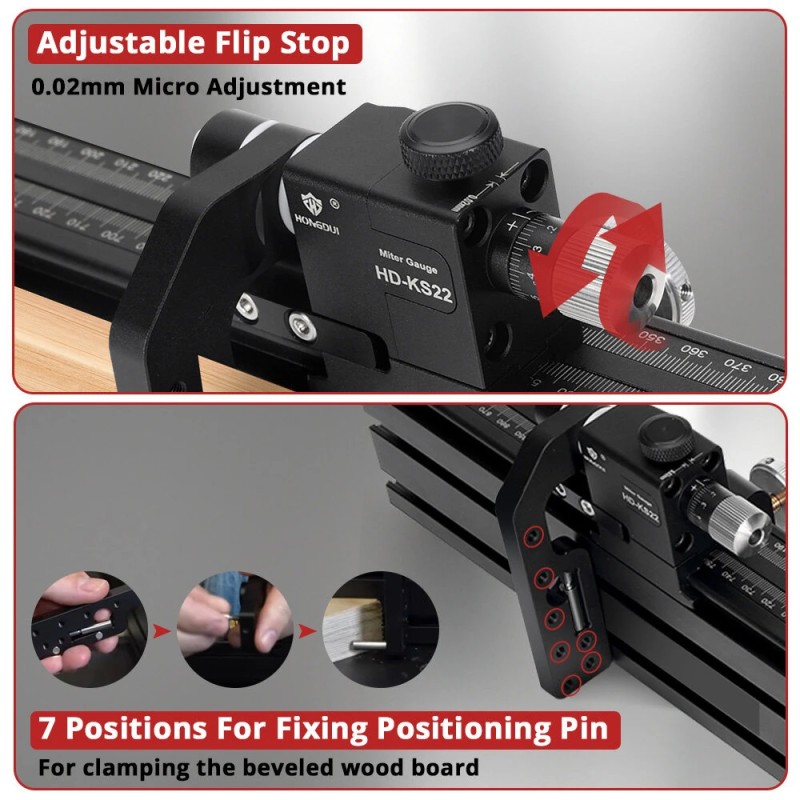 HONGDUI tarkkuusjiirisaha pöytäsirkkeliin pidennetty aidalla 0,02 mm mikrosäädettävä pysäytin jyrsinpöydän kulman säätö