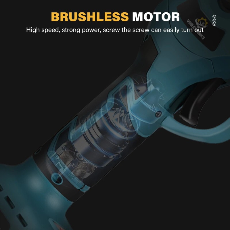 VIOLEWORKS 21V oksasakset 1500mAh akku harjaton moottori laturi sininen musta kotelo 30 mm aukko