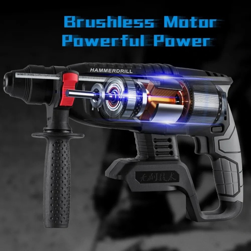 Akkukäyttöinen 18 V poravasara 6500 rpm 4800 iskua/min SDS-kiinnike nelitoiminen purkuun ja poraukseen