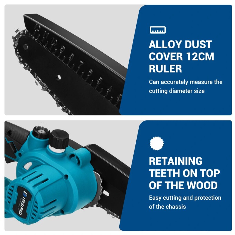 Drillpro 6-tuumainen harjaton moottorisaha 3000W sisältää akut yhteensopiva 18V-akkujen kanssa