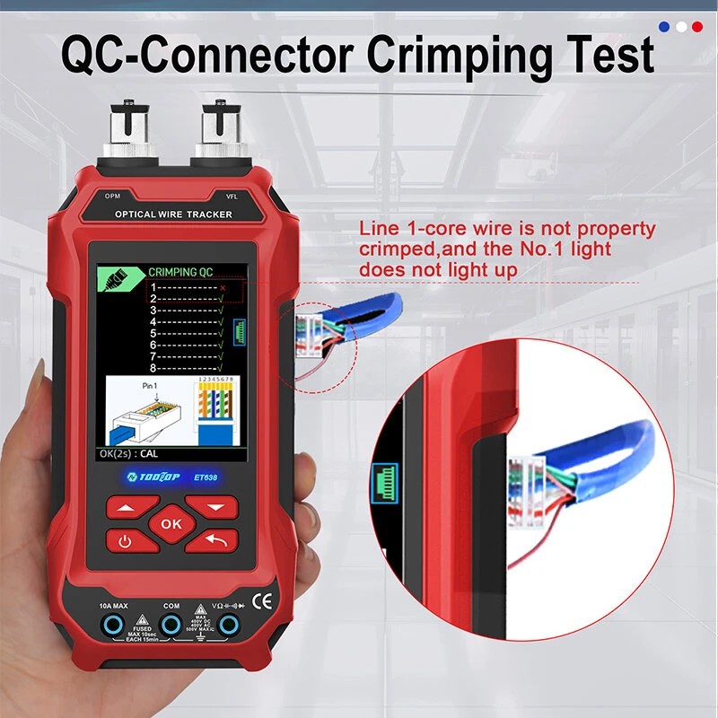 AV TOOLTOP ET638 kaapelitesteri ja yleismittari 3,2 tuuman värinäytöllä ladattavalla akulla