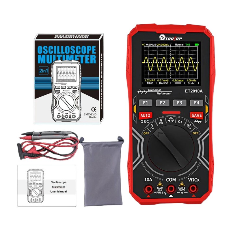 ET2010A oskilloskooppi yleismittari 1MHz kaistanleveys 2 5Msps näytteenotto värinäyttö