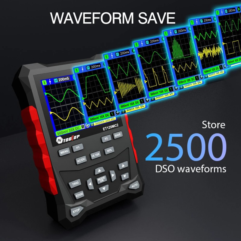 AV Tooltop ET120M ET120MC2 kannettava digitaalinen oskilloskooppi 120MHz 500MSa/s 2-kanavainen TFT-näytöllä