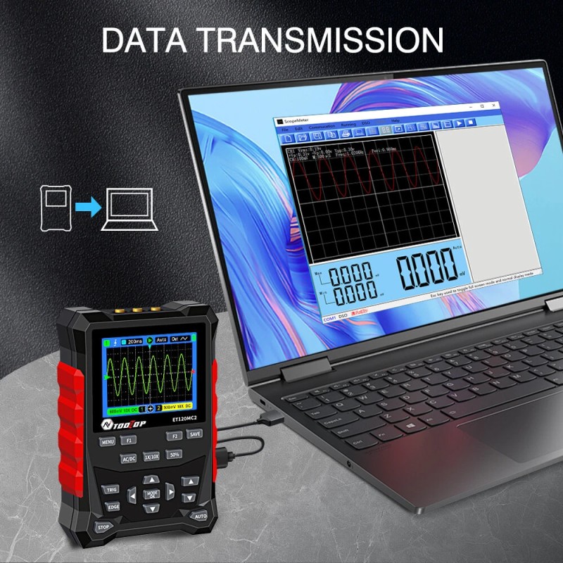 AV Tooltop ET120M ET120MC2 kannettava digitaalinen oskilloskooppi 120MHz 500MSa/s 2-kanavainen TFT-näytöllä