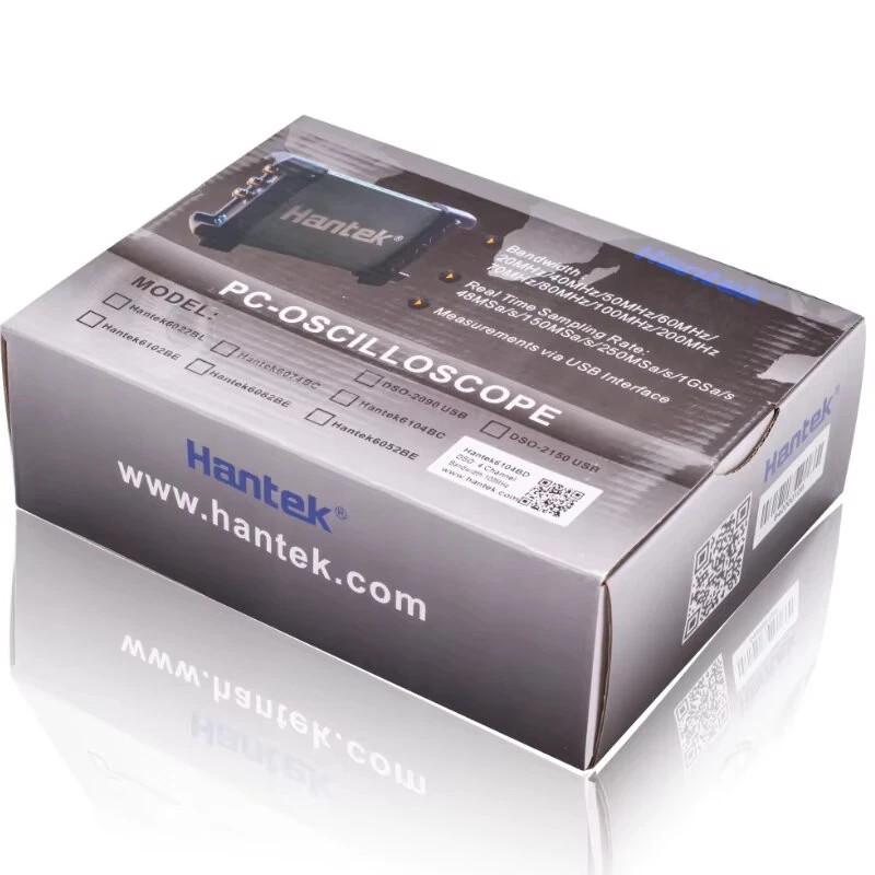 Hantek 6254BD 4-kanavainen USB-oskilloskooppi 250MHz 1GSa/s 64K-muisti aaltomuotogeneraattori FFT-spektrianalysaattori
