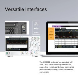 DHO802 digitaalinen 2-kanavainen oskilloskooppi 70 MHz 12-bittinen 1,25 GSa/s 7 tuuman kosketusnäyttö