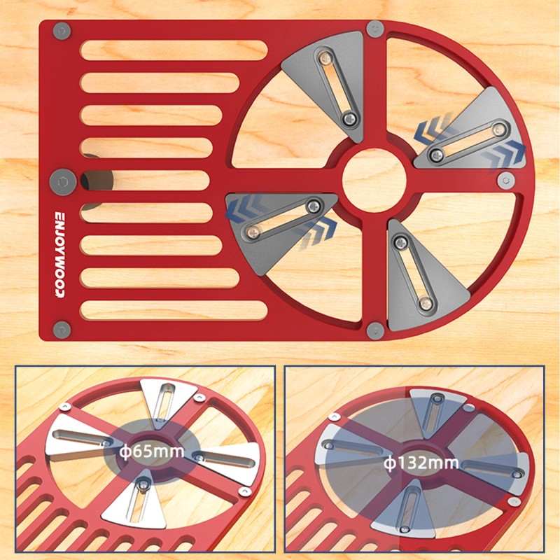 ENJOYWOOD säädettävä leikkausjyrsinpohja liukusäätimellä alumiini 65–132 mm yhteensopiva