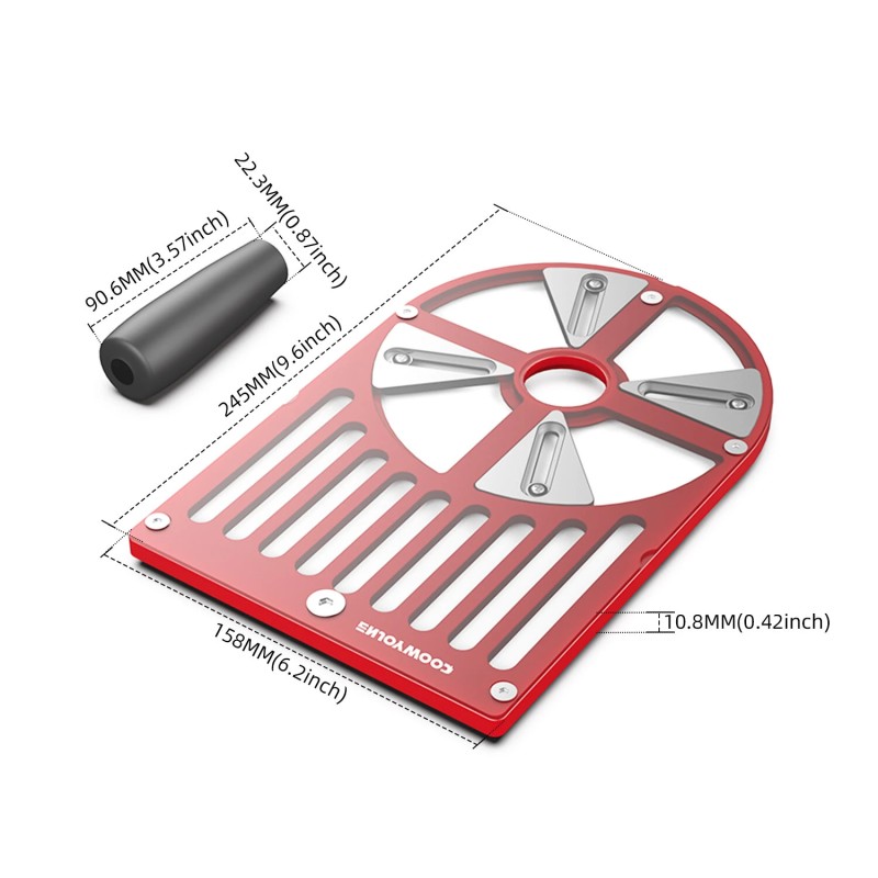 ENJOYWOOD säädettävä leikkausjyrsinpohja liukusäätimellä alumiini 65–132 mm yhteensopiva