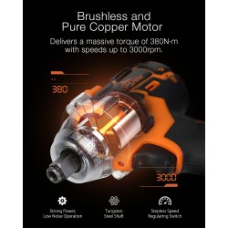 Topshak TS-PW1 380 Nm harjaton iskuporakone 18V ladattava akku mukana LED-työvalo