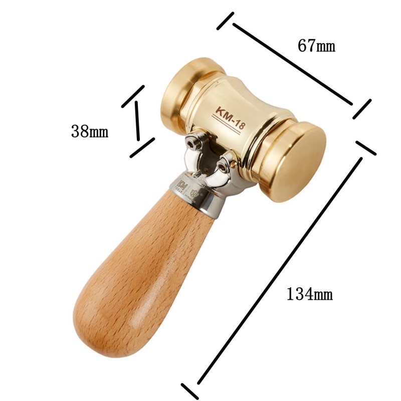 HONGDUI KM-18 puutyöstövasara 620-grammainen messinkipää vaihdettavat muovipäät pyökkikahvalla