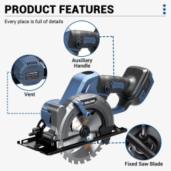 Drillpro harjaton langaton pyörösaha 2200 W 6800 kierrosta minuutissa 51 mm leikkaussyvyys 22 V akulle