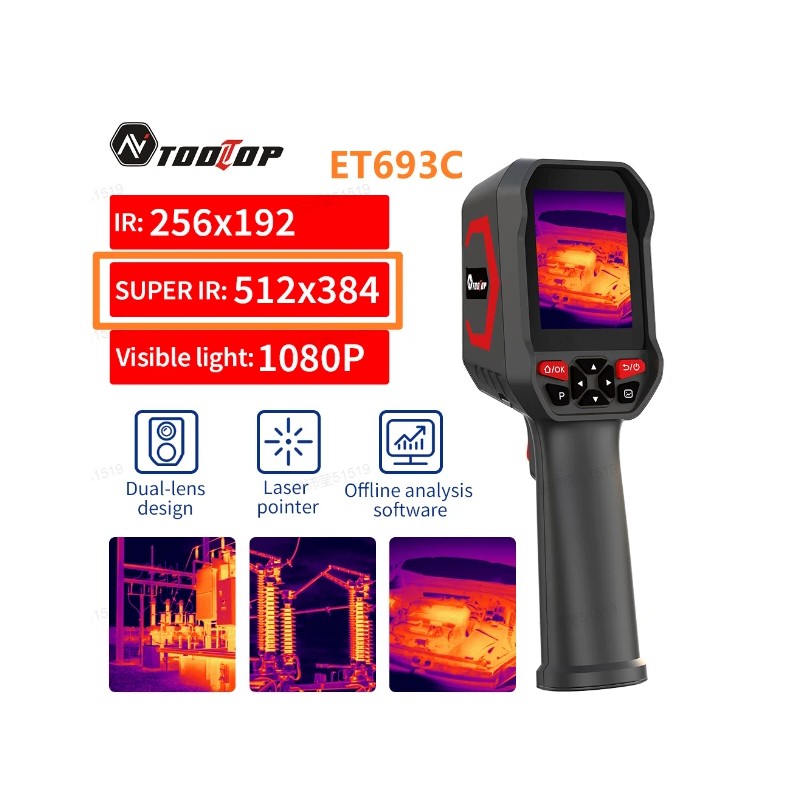 AV TOOLTOP ET693B ET693C lämpökamera 512×384 resoluutio korkean tarkkuuden teolliseen tarkastukseen