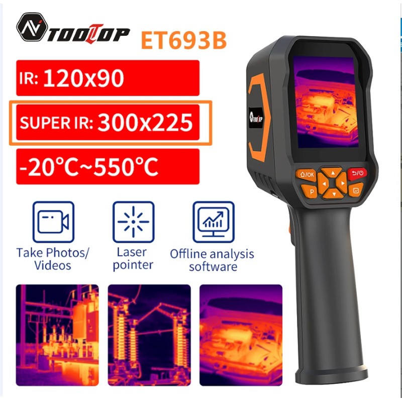 AV TOOLTOP ET693B ET693C lämpökamera 512×384 resoluutio korkean tarkkuuden teolliseen tarkastukseen