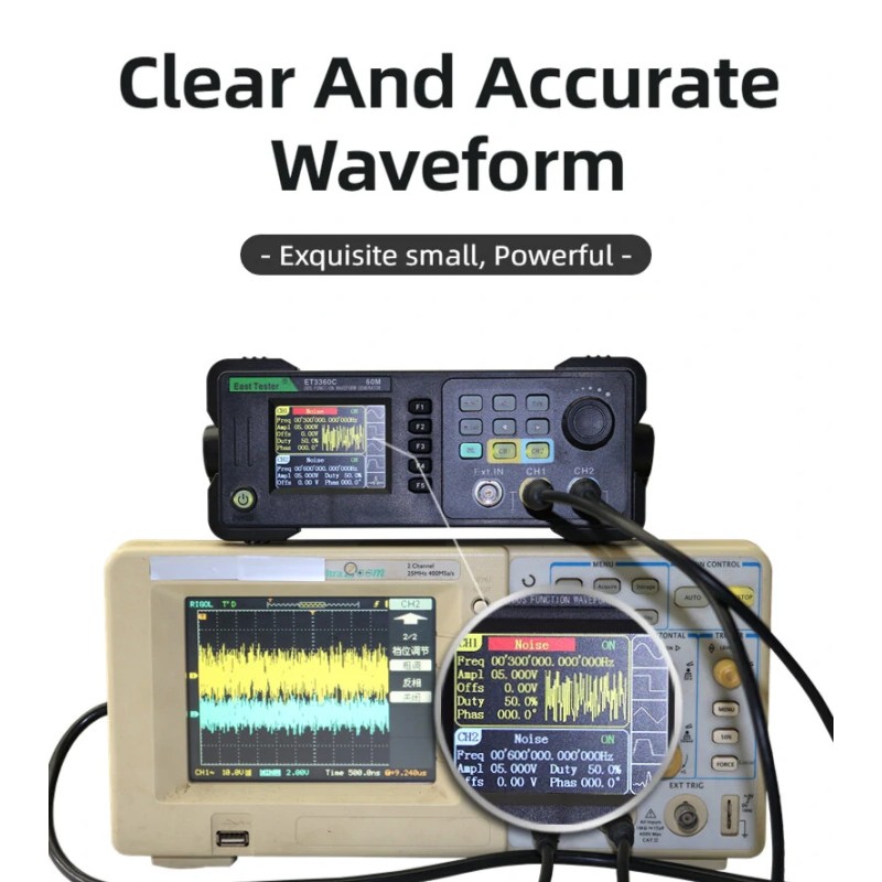 East Tester kaksikanavainen funktio- ja arbitraarinen aaltomuotogeneraattori 60MHz taajuusmittarilla