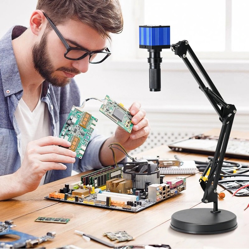 HAYEAR 51MP videomikroskooppikamera 2K HDMI USB laaja näkökenttä manuaalinen iiris 120-kertainen suurennus