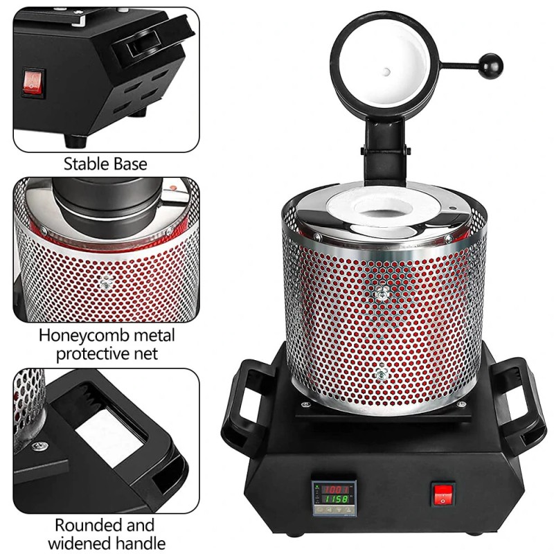 Drillpro digitaalinen kolmen kilon kullan sulatusuuni 110V/220V lämpötilansäädöllä