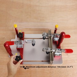 Kisko-opastekelkka jyrsinpöydälle puristimilla tarkkoihin etusarjojen leikkauksiin oville ja laatikoille