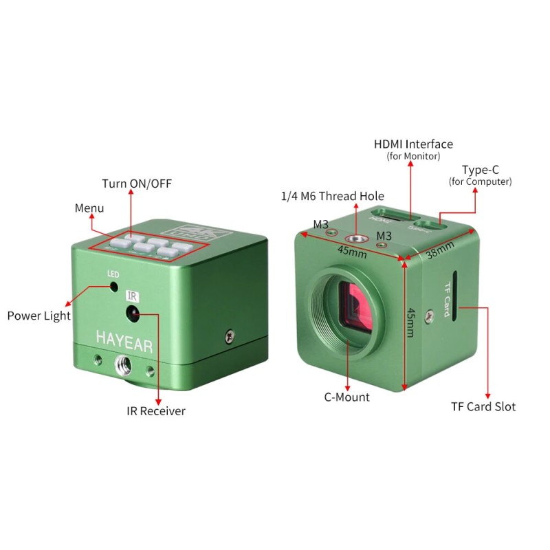 HAYEAR uusi 4K USB-mikroskooppikamera 2160P teollinen laboratoriokäyttöön tallentava