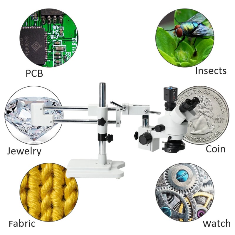 MUSTOOL trinokulaarinen stereomikroskooppi 3,5–90x kaksoispuomijalustalla 24MP 4K HDMI-kamera 56 LED-valolla