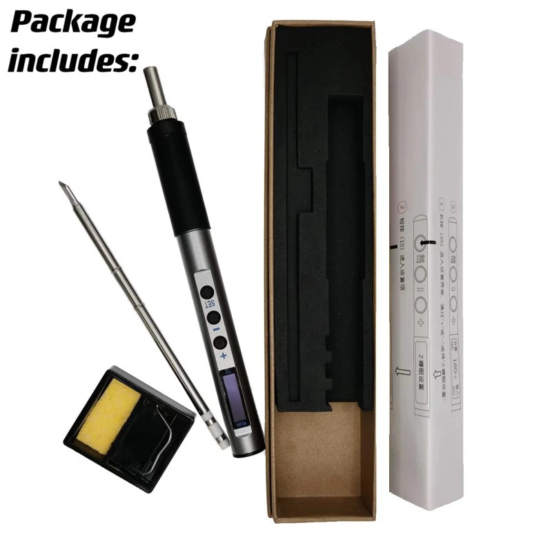 PTS100 T12 PD kannettava sähköjuotin 65W CNC-metallikahva lämpötilasäädöllä OLED-näyttö