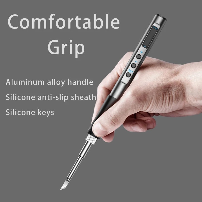 PTS100 T12 PD kannettava sähköjuotin 65W CNC-metallikahva lämpötilasäädöllä OLED-näyttö