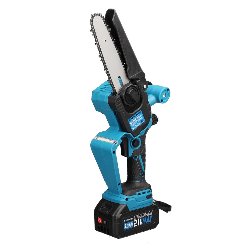 Drillpro akkuinen 6-tuumainen harjaton sähkömoottorisaha 21-volttinen 3,0Ah kevyt kannettava led-valaistuksella