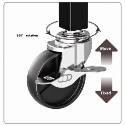 Hiiliteräksinen nelitasoinen säilytyshylly liukupyörillä musta ruosteenestopinnoite koti toimisto