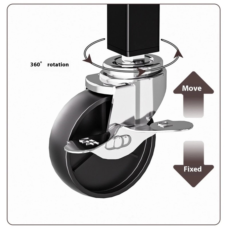 Hiiliteräksinen nelitasoinen säilytyshylly liukupyörillä musta ruosteenestopinnoite koti toimisto