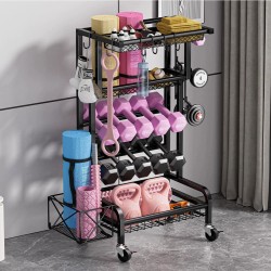 Hiiliteräksinen nelitasoinen säilytyshylly liukupyörillä musta ruosteenestopinnoite koti toimisto