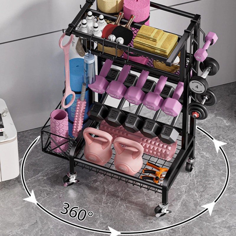 Hiiliteräksinen nelitasoinen säilytyshylly liukupyörillä musta ruosteenestopinnoite koti toimisto