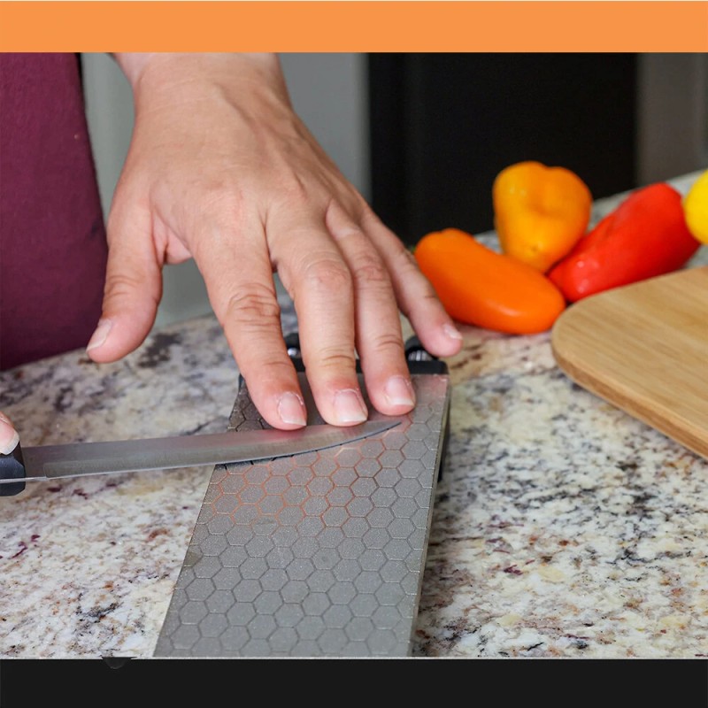 Timanttiteroituskivisetti säädettävällä liukumattomalla pidikkeellä 8 tuumaa kaksipuolinen 400/1000 karkeus veitsille